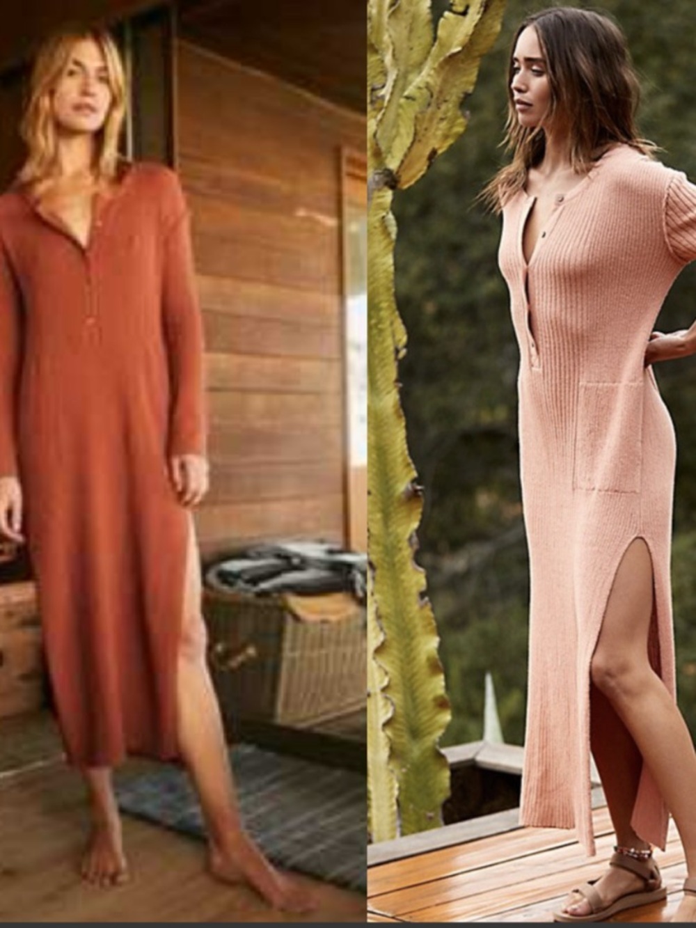 Free People Dress Womens XS FP Beach Fall Sweater Dress Oversized Rib Henley